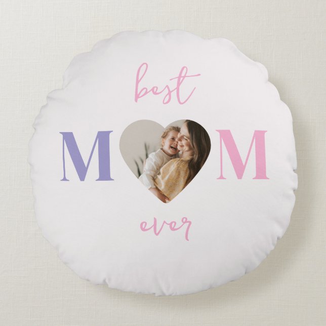 Bästa Mamma någonsin runda fyllning - Anpassningsb Rund Kudde (Framsidan)