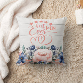 Bästa Mamma någonsin Rustic Blommigt Mors dag Gift Kudde