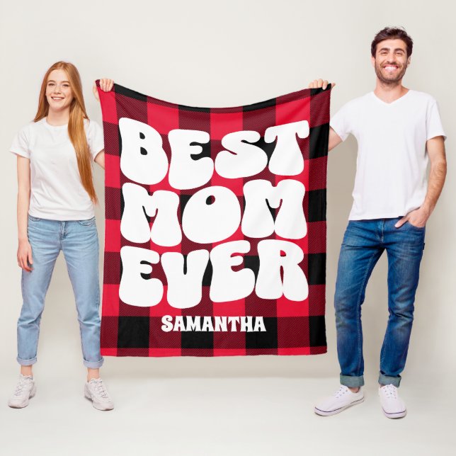 Bästa Mamma någonsin Rustic Red Buffalo Play-jul Fleecefilt (På plats)