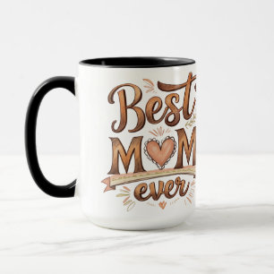 Bästa Mamma någonsin Rustik-typografi med hjärta Mugg