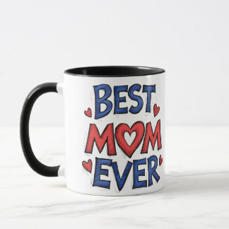 Bästa Mamma någonsin Rustik-typografi med hjärta Mugg