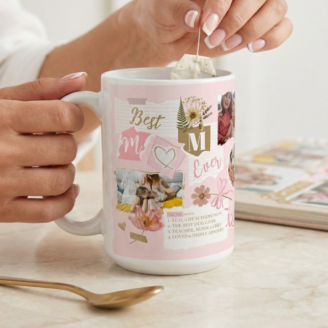 Bästa mamma någonsin Scrapbook Foto Collage Presen Kaffemugg (Best Mom Ever Scrapbook Photo Collage Gift for Mom Coffee Mug)