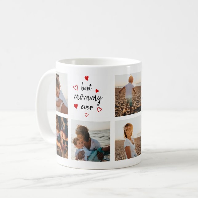 Bästa Mamma Någonsin Skript Foto Collage Mors Dag Kaffemugg (Framsida vänster)