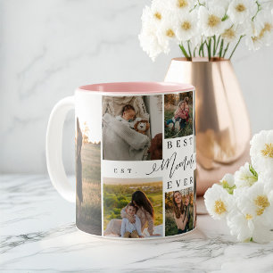 Bästa mamma någonsin skript Mors dag Photo Collage Två-Tonad Mugg
