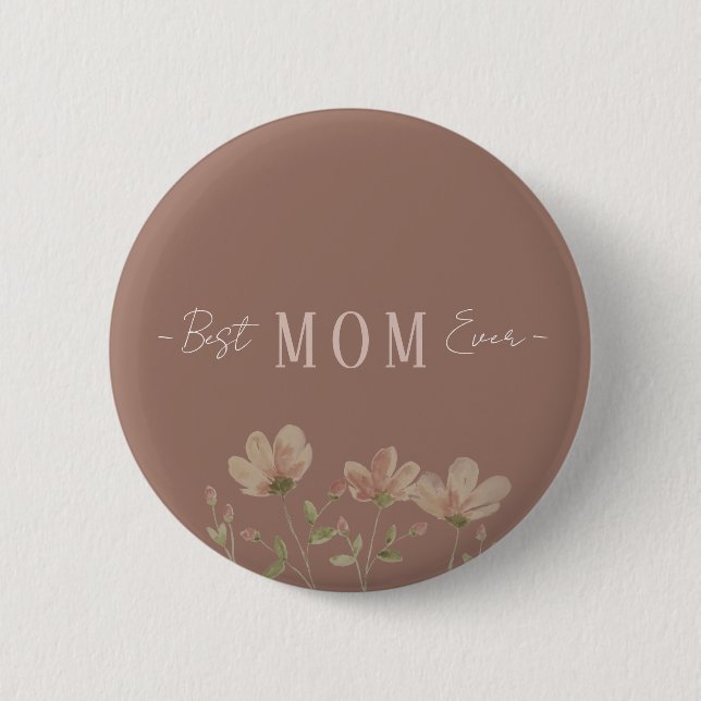 Bästa mamma någonsin,Söt, Minimalistisk,Blommönste Knapp (Framsida)