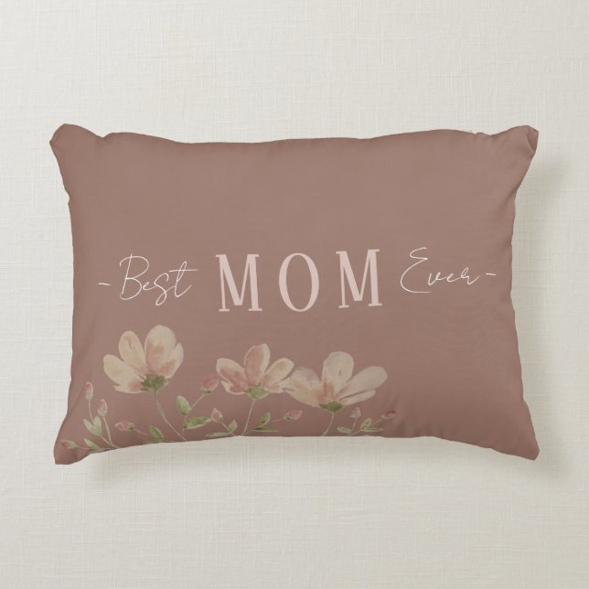 Bästa mamma någonsin,Söt, Minimalistisk,Blommönste Prydnadskudde (Framsidan)