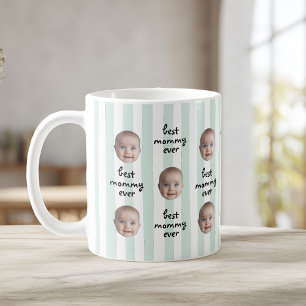 Bästa Mamma Någonsin Söt Randig Bebis Ansikte Foto Kaffemugg