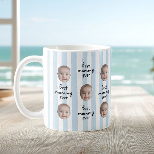 Bästa Mamma Någonsin Söt Randig Bebis Ansikte Foto Kaffemugg