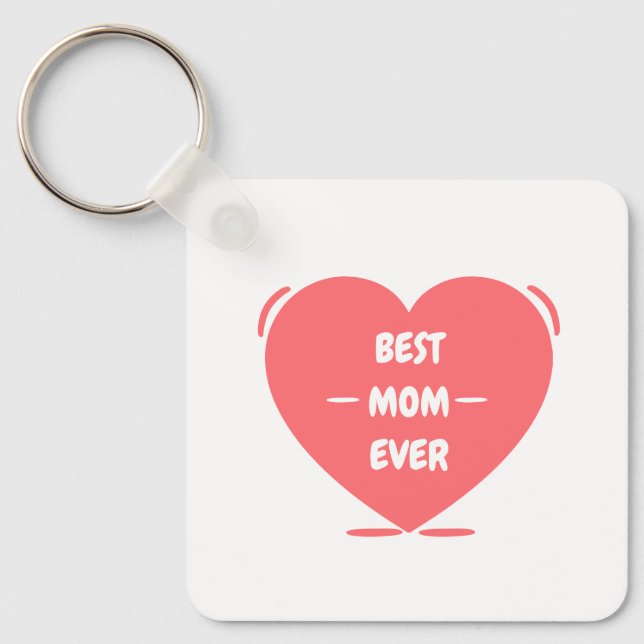 Bästa mamma någonsin söt rosa redigerbar nyckelring (Framsida)