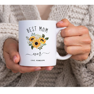 Bästa Mamma någonsin   Söt Rustic-blommor Kaffemugg