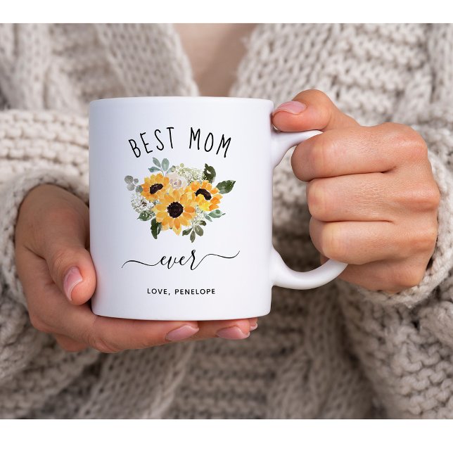 Bästa Mamma någonsin | Söt Rustic-blommor Kaffemugg (Skapare uppladdad)