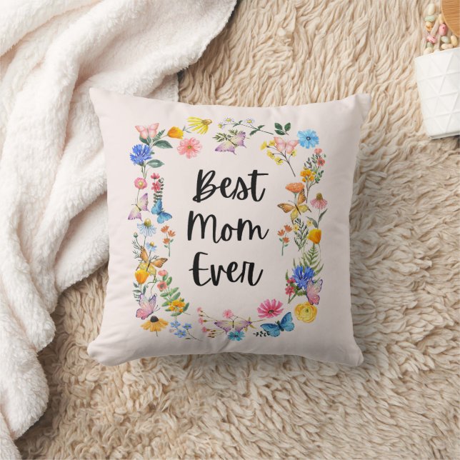 Bästa Mamma någonsin Söt Wildblommor Boho Mors dag Kudde (Filt)