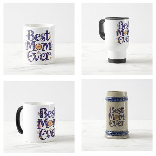 Bästa mamma någonsin söta blommor mors dag kaffemugg