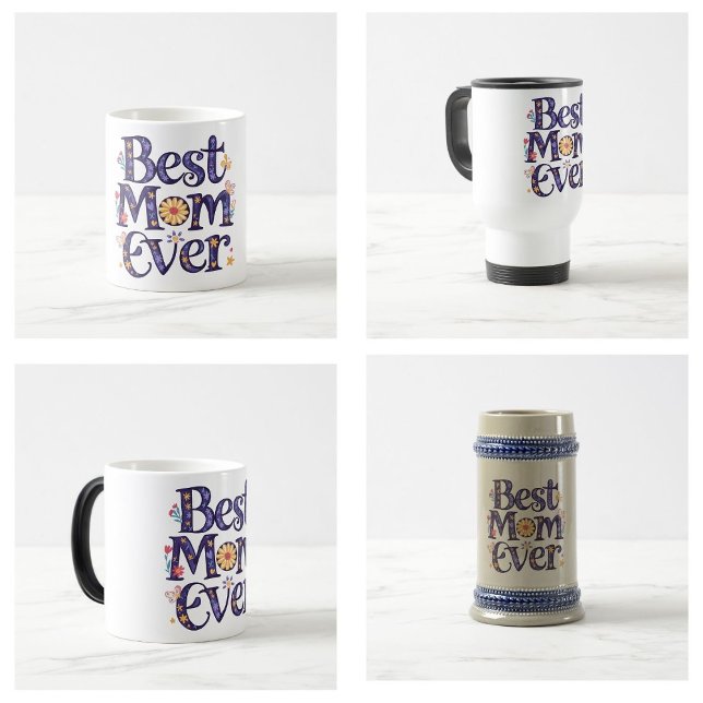 Bästa mamma någonsin söta blommor mors dag kaffemugg (best mom ever mugs)