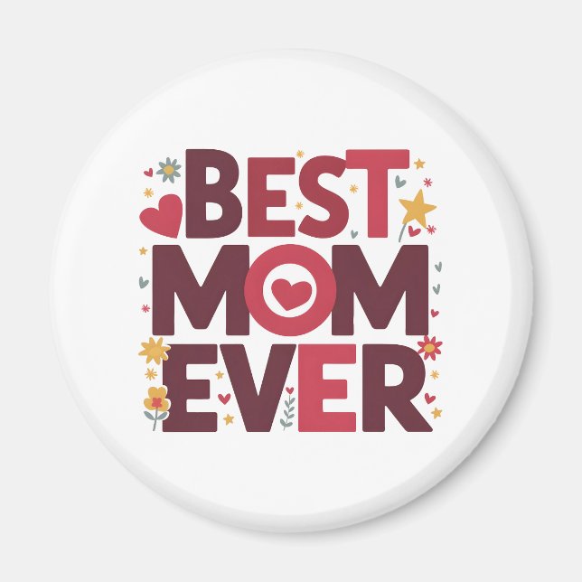 Bästa mamma någonsin söta hjärtan mors dag magnet (Framsidan)