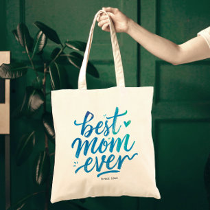 Bästa mamma någonsin Stilfull blå script-typografi Tygkasse