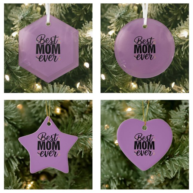 Bästa mamma någonsin Stilfull Glad mors dag Julgransprydnad Keramik (Best Mom Ever Stylish Happy Mother's Day Ornaments)