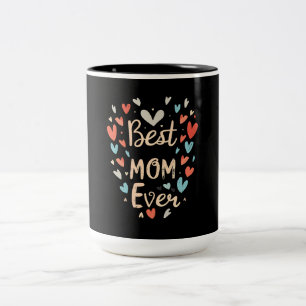 Bästa Mamma någonsin, svart/Blommigt Två-Tonad Mugg