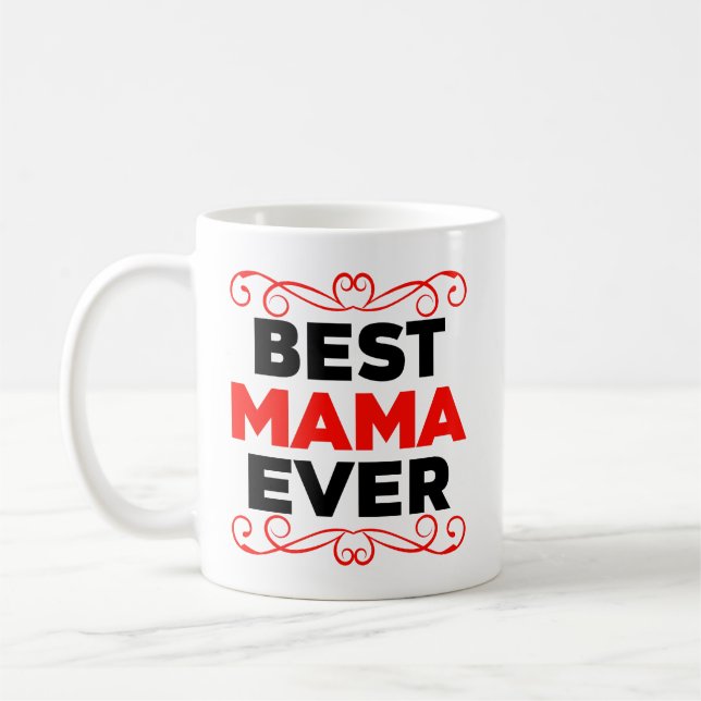 Bästa Mamma någonsin, svart och röd Kaffemugg (Vänster)