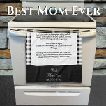Bästa Mamma någonsin, svartvit buffel i monogram Kökshandduk<br><div class="desc">Bästa Mamma någonsin,  monogrammad med namn,  svart och vit,  buffelplaid,  schackare,  mallkök,  DIY-recepthandduk. Lägg till din mormor,  mormor eller mamma recept. Skapa perfektens keepé,  en minnesvärd gåva till familjeåterföreningar,  familjetraditioner,  födelsedagar eller bakerpresentidéer. Vi är här för att hjälpa till med dina designbehov.</div>