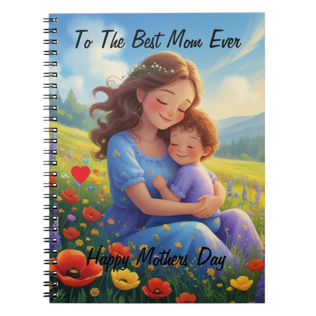 Bästa Mamma någonsin Tecknad Stil Mors dag Anteckningsbok (Framsidan)