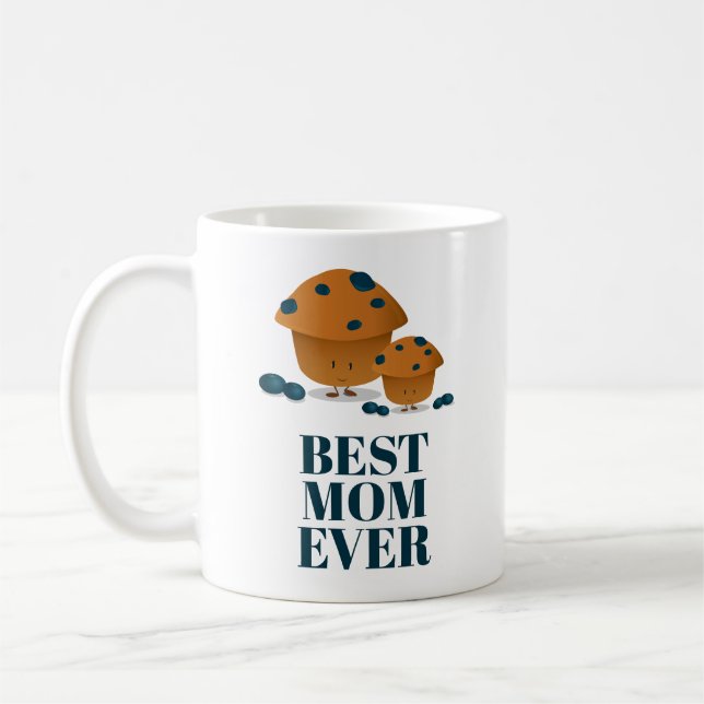 Bästa Mamma någonsin Tecknaden för blåbär och blåb Kaffemugg (Vänster)