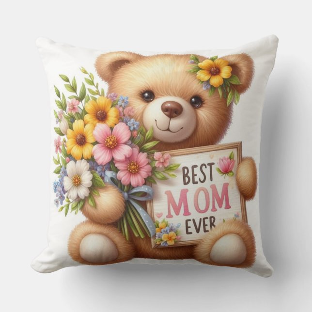 "Bästa Mamma någonsin" Teddy Dekorativ kudde (Framsida)