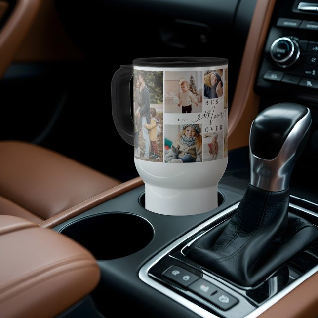 Bästa Mamma någonsin tidigare skript Mors dag 8-fo Resemugg (Best Mom Ever Script Mother's Day 8 Photo Collage Travel Mug)