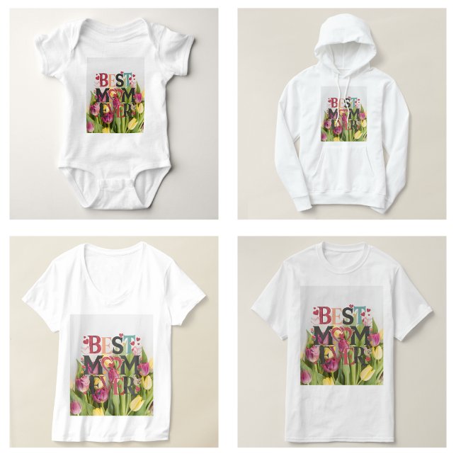 Bästa Mamma någonsin-Trendig-Blommigt T Shirt (Best Mom Ever Trendy Floral T-Shirt)