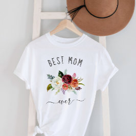 Bästa Mamma någonsin | Trendig Burgundy Boho Blomm T Shirt