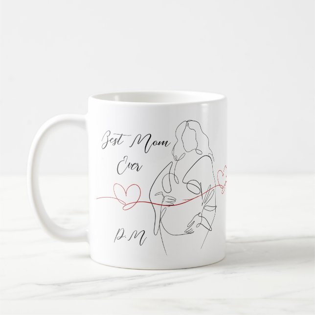 Bästa Mamma någonsin Trendig - en Gravid - hjärta Kaffemugg (Vänster)