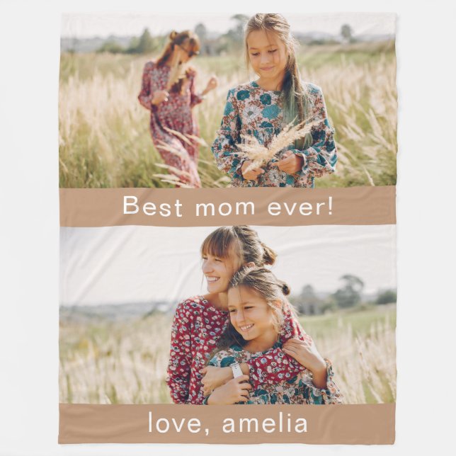 Bästa Mamma någonsin två foto Beige Fleecefilt (Framsidan)
