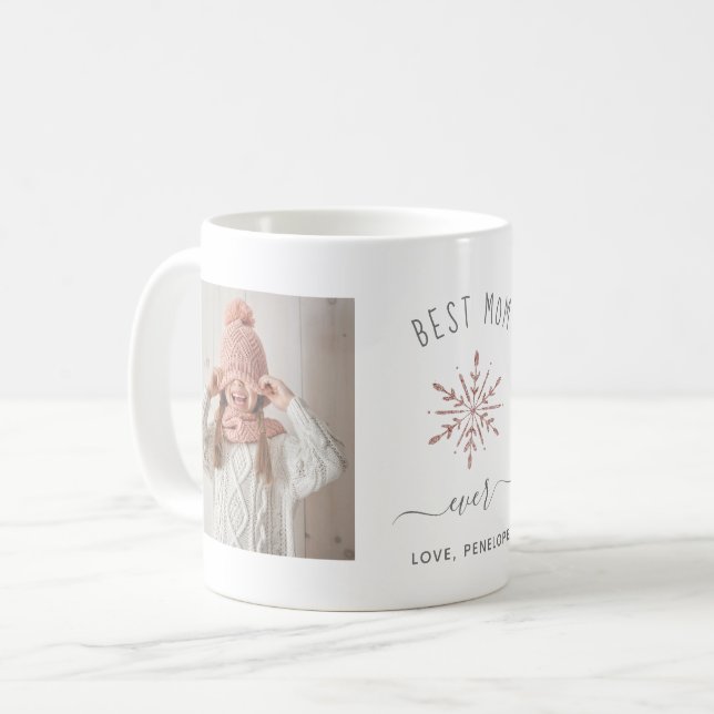 Bästa Mamma någonsin | Två foton och snöflummel fr Kaffemugg (Framsida vänster)