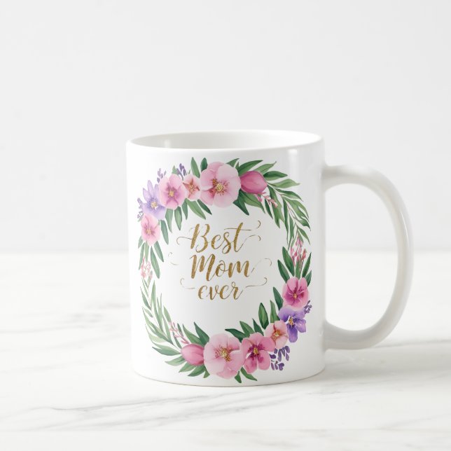 Bästa Mamma någonsin vackra Blommigt Kaffemugg (Höger)
