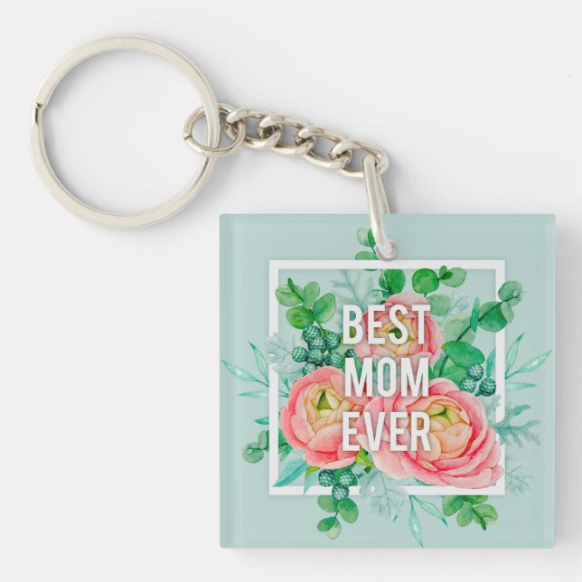 Bästa mamma någonsin Vattenfärg Peony Blommig Grön (Framsidan)