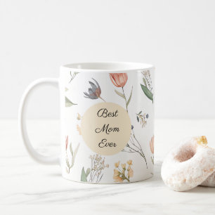 Bästa mamma någonsin Vattenfärg Tulpanprydd kopp