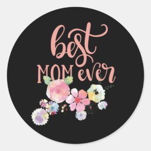 Bästa Mamma någonsin. Vattenfärgsblommor - etikett