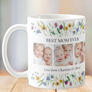 Bästa mamma någonsin Vildblomma Foto Mors dag Kaffemugg