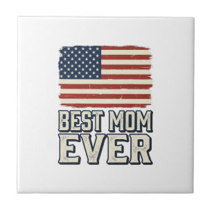 Bästa mamma någonsin Vintage amerikansk flagga skj Kakelplatta