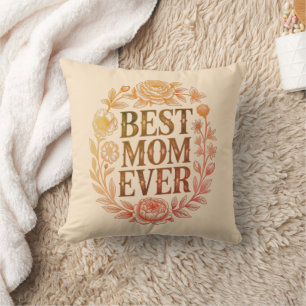 Bästa mamma någonsin Vintage blommig typografi Kudde