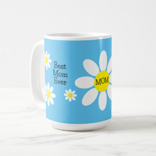 Bästa mamma någonsin Vita prästkragar Himmelblå bl Kaffemugg