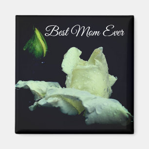 Bästa Mamma någonsin-vita Rosenknoppen blomma Magnet