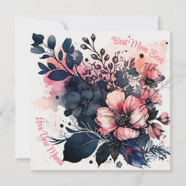 Bästa mamma någonsin Watercolor Blommig Julkort