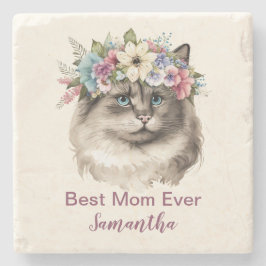 Bästa Mamma någonsin Whimsical Blommigt Ragdoll Ca Stenunderlägg