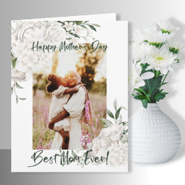 Bästa Mamma någonsin White Blommigt Photo Mor's Da Kort