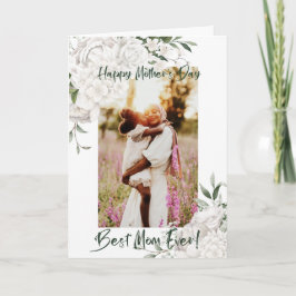 Bästa Mamma någonsin White Blommigt Photo Mor's Da Kort