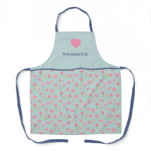Bästa mamma och blommönster. Tryckt Apron