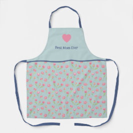 Bästa mamma och blommönster. Tryckt Apron