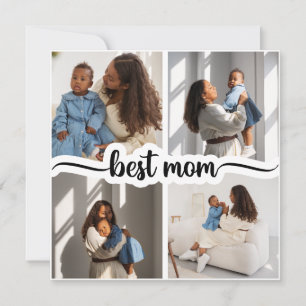 Bästa mamma personlig 4-foto collage julkort