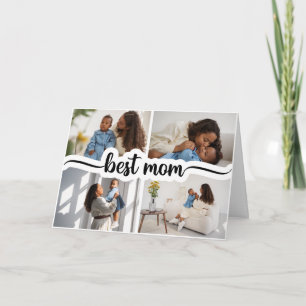 Bästa mamma personlig 4-foto collage kort